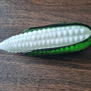 HANDBLOWN GLASS WHITE CORN MURANO STYLE COLLECTIBLE VINTAGE